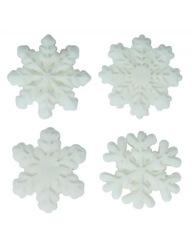 Set 12 decoraciones de azúcar Copos de nieve blancos Navidad PME