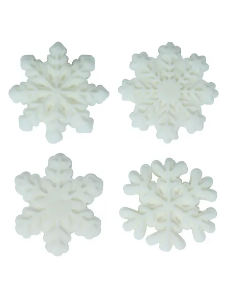 Set 12 decoraciones de azúcar Copos de nieve blancos Navidad PME