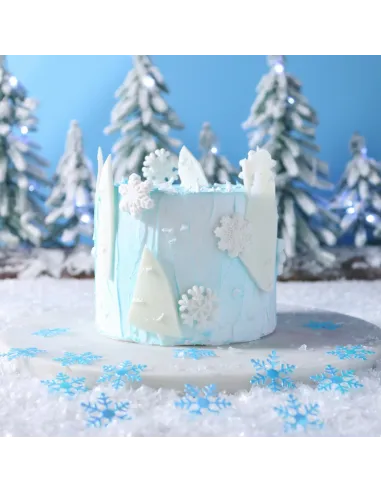 Set 12 decoraciones de azúcar Copos de nieve blancos Navidad PME