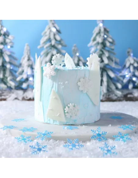 Set 12 decoraciones de azúcar Copos de nieve blancos Navidad PME