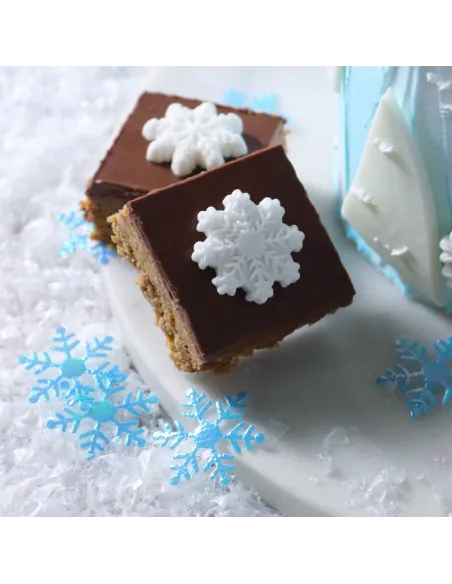 Set 12 decoraciones de azúcar Copos de nieve blancos Navidad PME