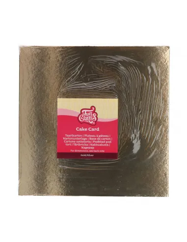 Set 3 bases de cartón oro/plata cuadradas 20 cm Funcakes