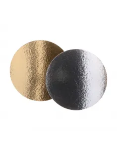 Set 3 bases de cartón oro/plata Redondo 26 cm Funcakes