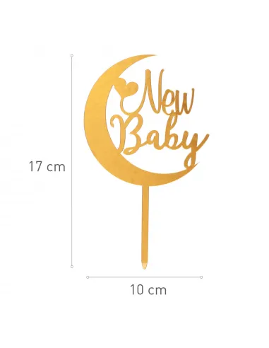 Topper dorado para tarta Luna New Baby