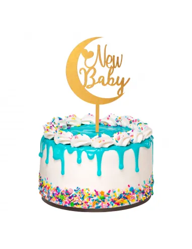Topper dorado para tarta Luna New Baby