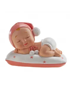 Figura bautizo niña dormida con pompón Dekora