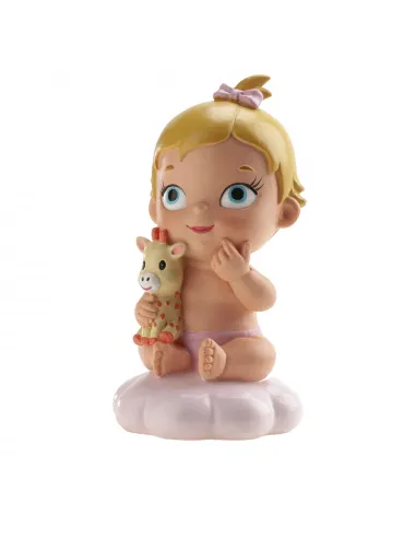 Figura bautizo niña con peluche jirafa Dekora