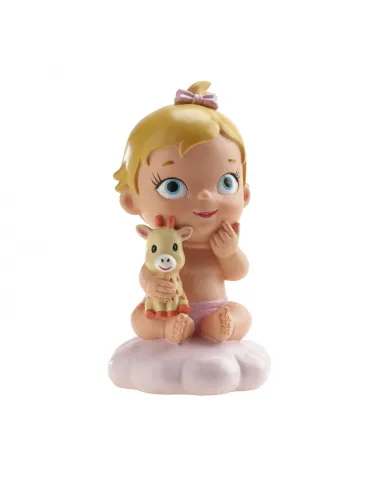 Figura bautizo niña con peluche jirafa Dekora