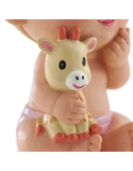 Figura bautizo niña con peluche jirafa Dekora