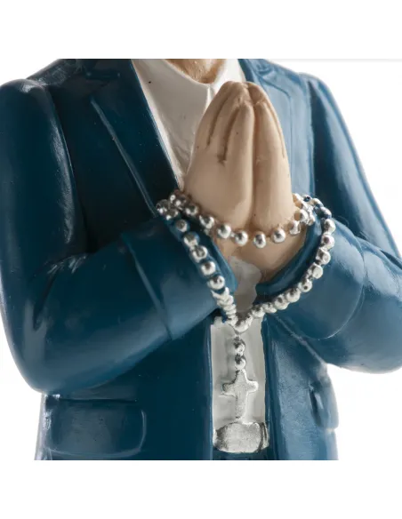Figura niño comunión traje azul y Rosario 16 cm Dekora