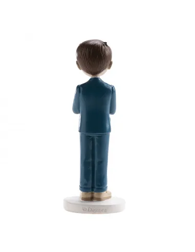 Figura niño comunión traje azul y Rosario 16 cm Dekora