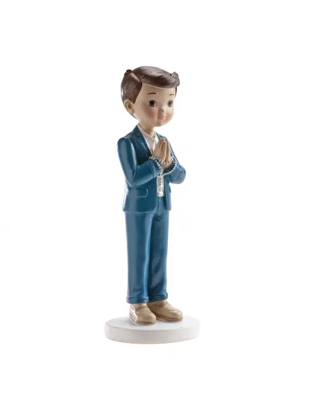 Figura niño comunión traje azul y Rosario 16 cm Dekora