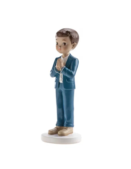 Figura niño comunión traje azul y Rosario 16 cm Dekora