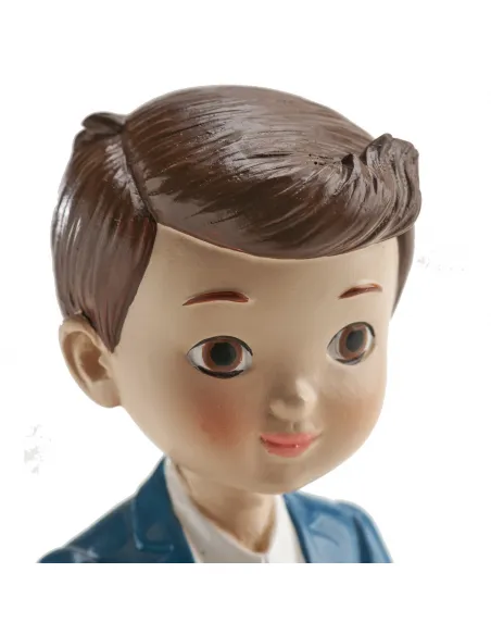 Figura niño comunión traje azul y Rosario 16 cm Dekora