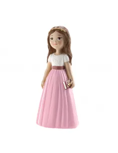 Figura niña comunión Falda rosa 16 cm Dekora 2