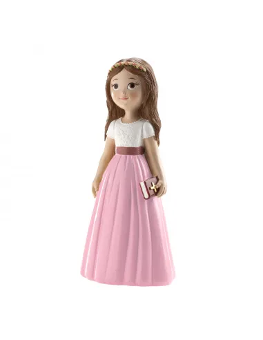 Figura niña comunión Falda rosa 16 cm Dekora