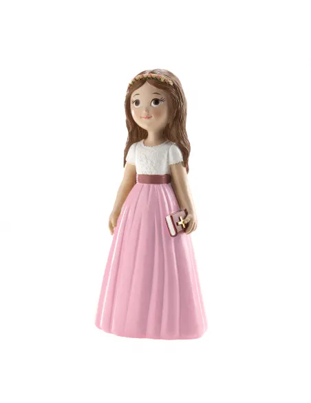 Figura niña comunión Falda rosa 16 cm Dekora