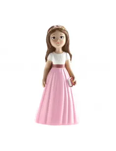 Figura niña comunión Falda rosa 16 cm Dekora