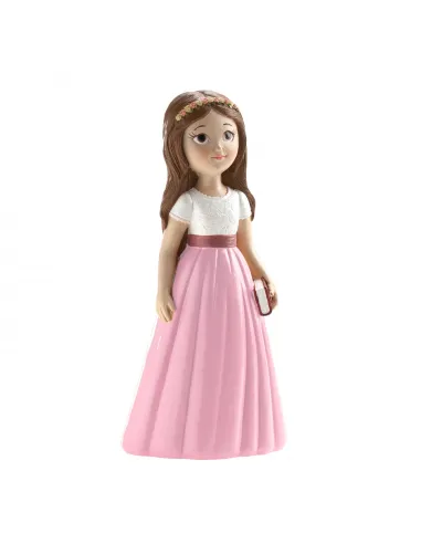 Figura niña comunión Falda rosa 16 cm Dekora