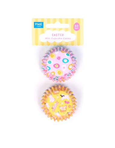Set 60 Mini Cápsulas metalizadas Conejitos y Huevos de Pascua PME