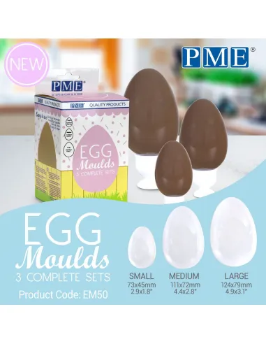 Set 3 moldes para Huevos de Chocolate Pascua PME