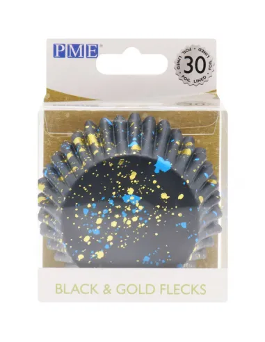 Cápsulas metalizadas Negras con motas doradas y azules PME