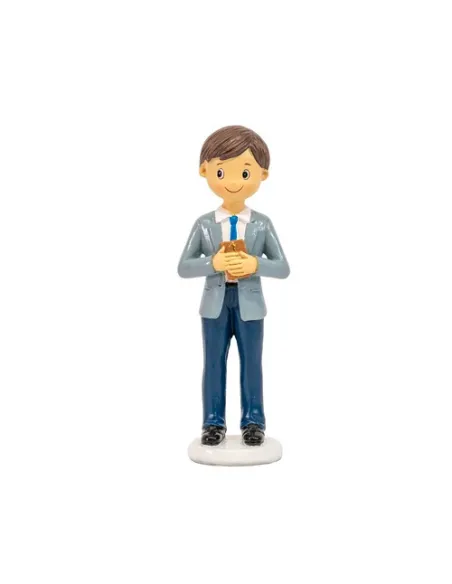 Figura niño comunión Chaqueta gris y libro16 cm