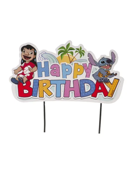 Topper de papel para tarta Happy Birthday Lilo y Stich Dekora