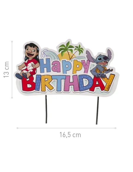 Topper de papel para tarta Happy Birthday Lilo y Stich Dekora