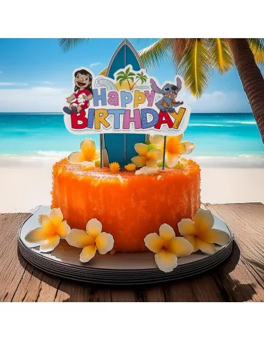 Topper de papel para tarta Happy Birthday Lilo y Stich Dekora