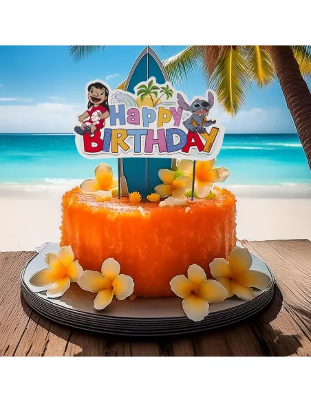 Topper de papel para tarta Happy Birthday Lilo y Stich Dekora