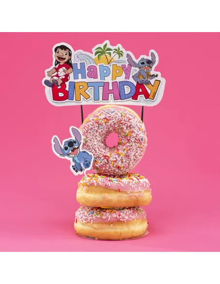 Topper de papel para tarta Happy Birthday Lilo y Stich Dekora