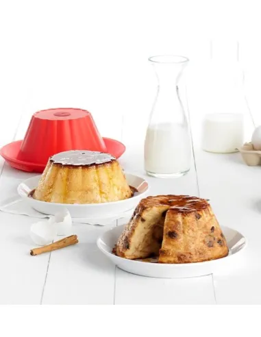 Molde de silicona para flan con plato de cerámica Lékué