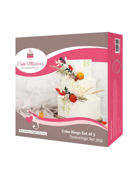 Set 3 aros redondos de acero inoxidable Cake Masters