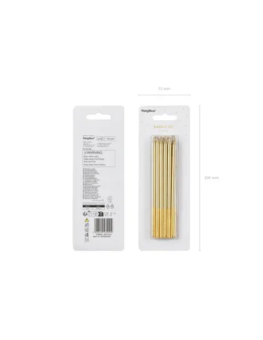 Set 12 velas doradas 14 cm PartyDeco