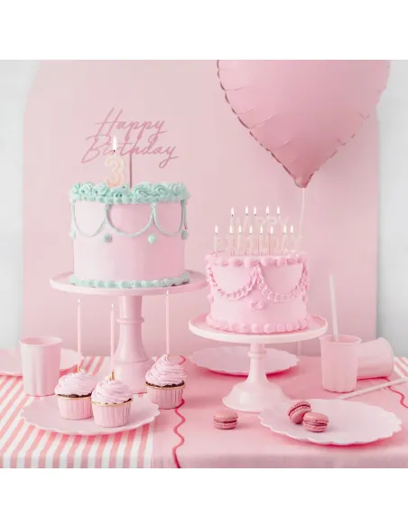 Set 12 velas rosa y doradas 14 cm PartyDeco