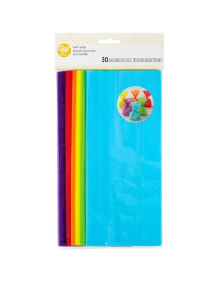 Set 30 bolsas de plástico colores para dulces Wilton