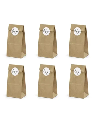 Set 6 bolsas kraft con base PartyDeco