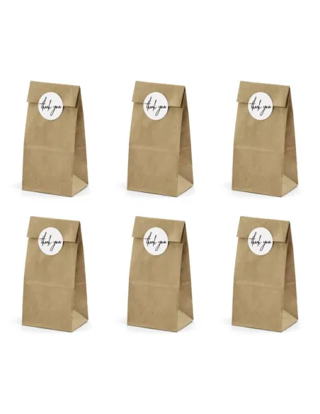 Set 6 bolsas kraft con base PartyDeco
