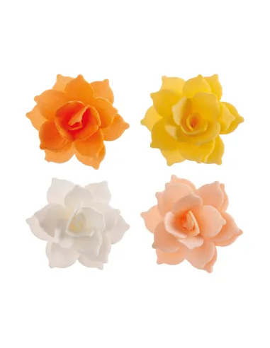 Set 8 Nenúfares de oblea naranja, amarillo, melocotón y blanco Dekora