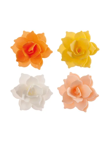 Set 8 Nenúfares de oblea naranja, amarillo, melocotón y blanco Dekora