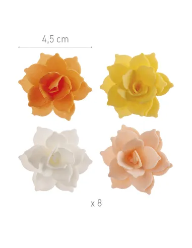 Set 8 Nenúfares de oblea naranja, amarillo, melocotón y blanco Dekora