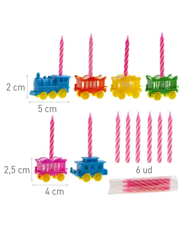 Tren de colores circo con velas rosa