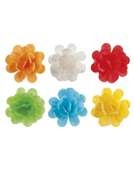 Set 6 Rosas de oblea colores surtidos Dekora