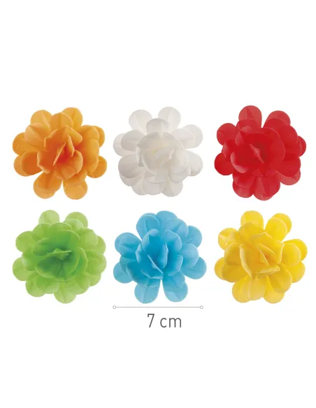 Set 6 Rosas de oblea colores surtidos Dekora