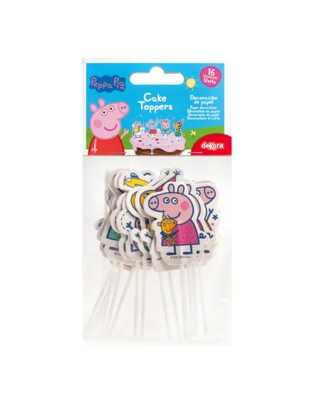 Set 16 toppers de papel Peppa Pig Dekora