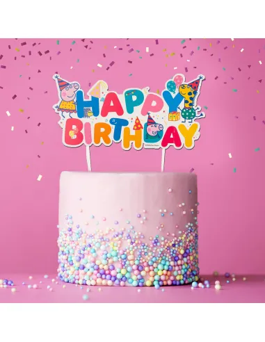 Topper de papel para tarta Happy Birthday Peppa Pig Dekora