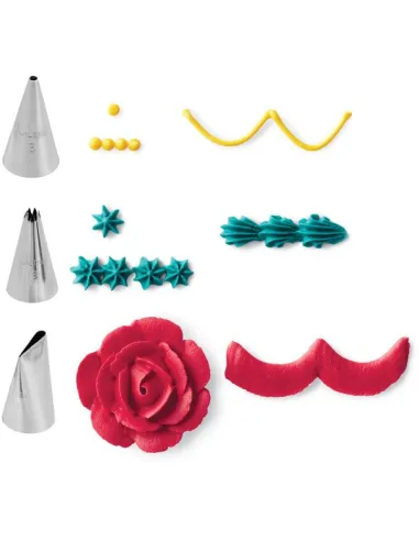 Set 3 boquillas (3, 18 y 104) y adaptador Wilton