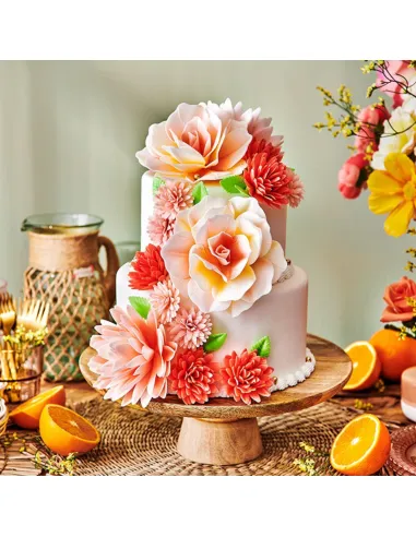 Flor de oblea Rosa Pastella rosa Ombre 12,5 cm Funcakes