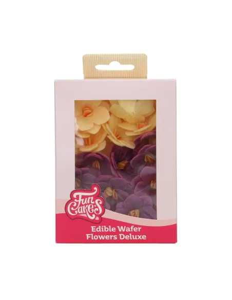 Set 18 Flores de oblea Hortensia morado y amarillo 3,7 cm Funcakes